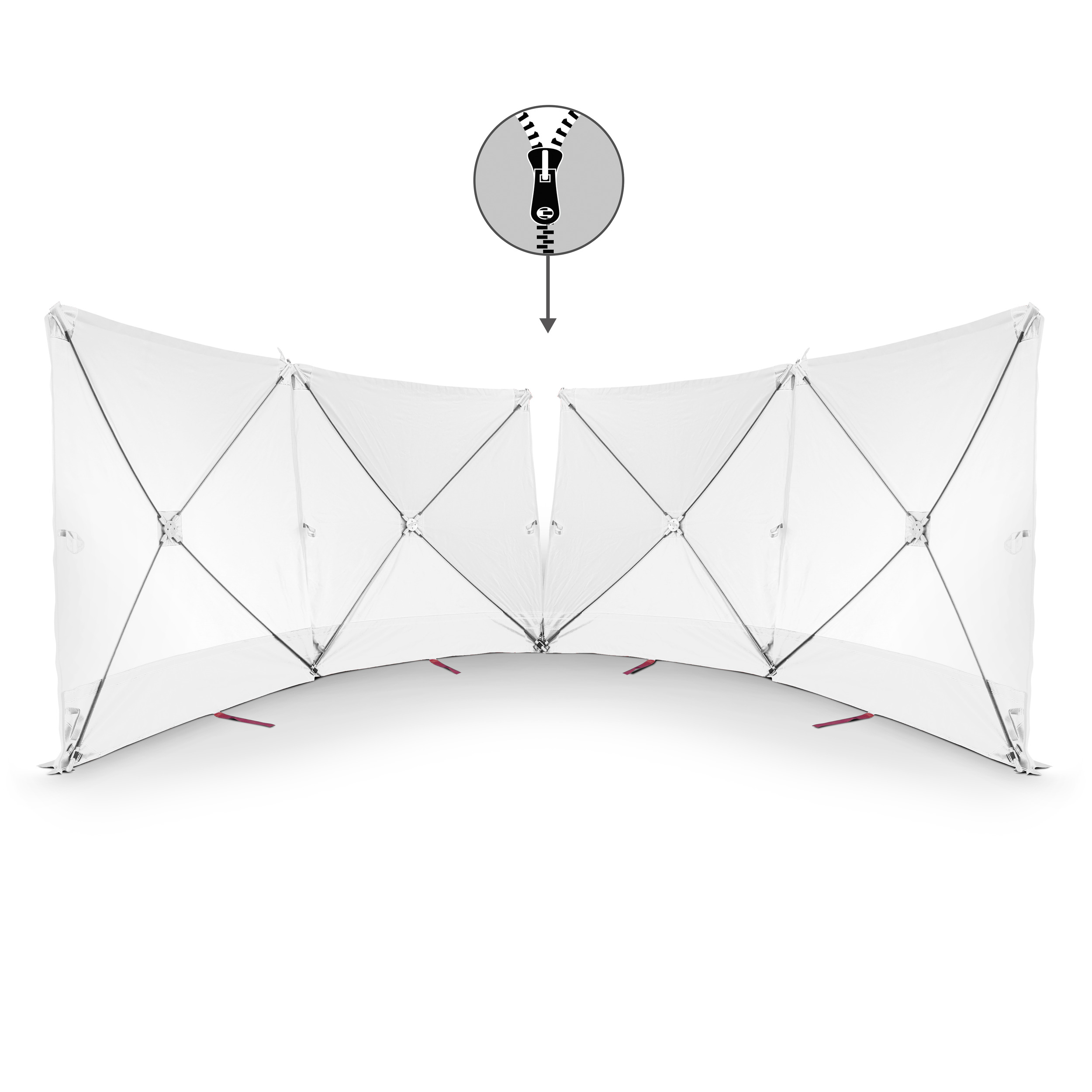 VarioScreen-Sichtschutzwand 4*180*180 mittig teilbar Weiß