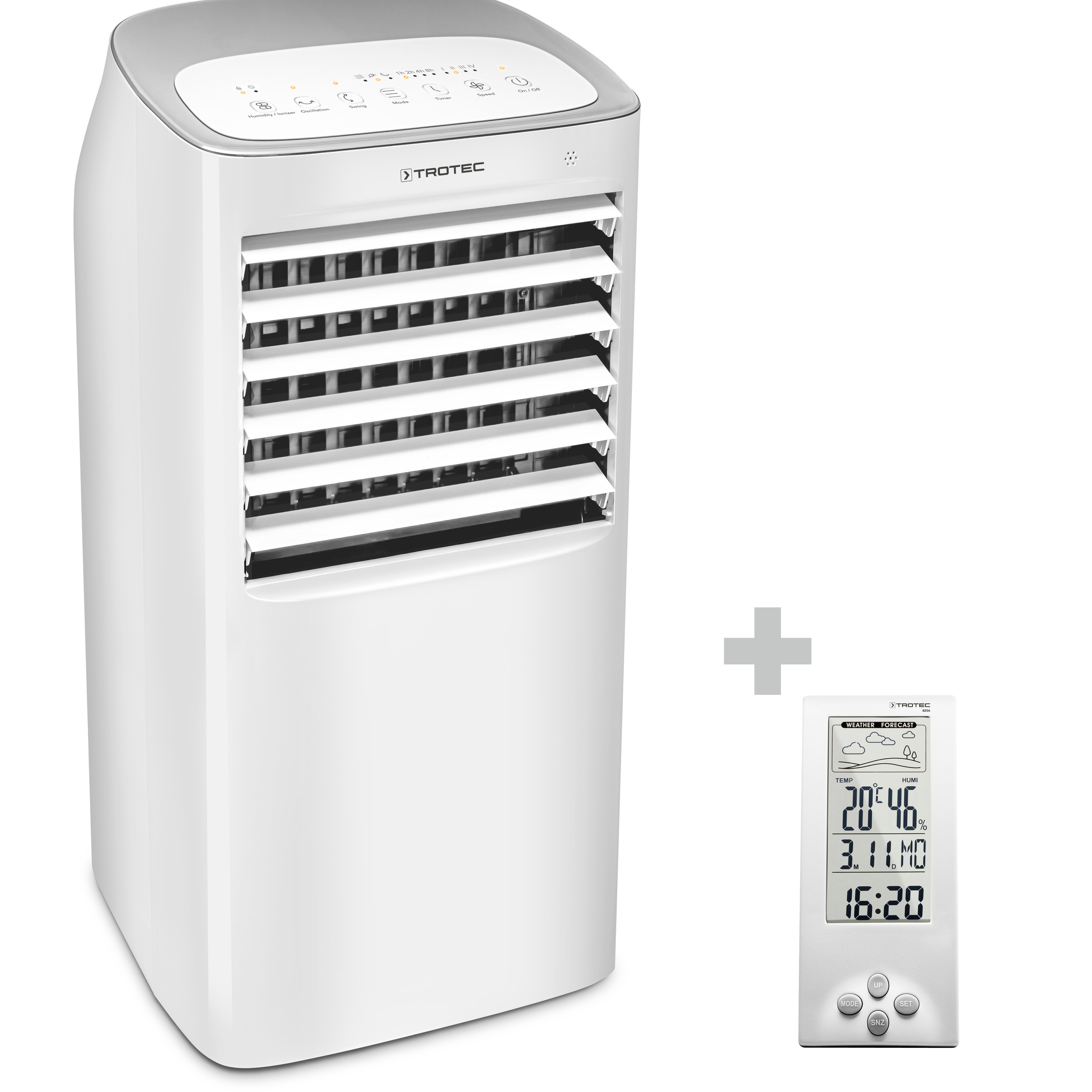 Trotec Aircooler, Luftkühler, Luftbefeuchter PAE 40 + Design-Wetterstation BZ06 KIT0003693