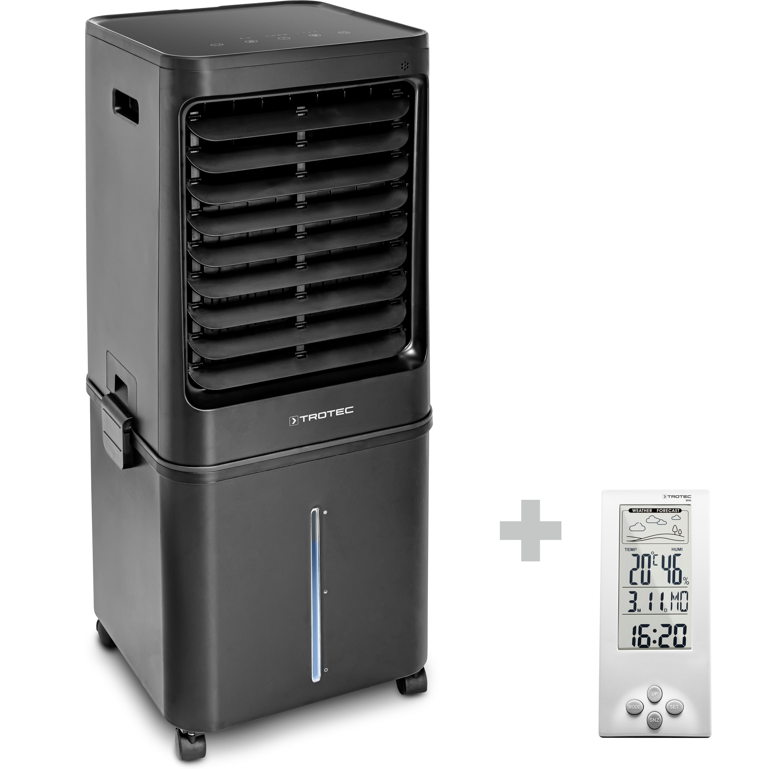 Trotec Aircooler, Luftkühler, Luftbefeuchter PAE 60 + Design-Wetterstation BZ06 KIT0003847