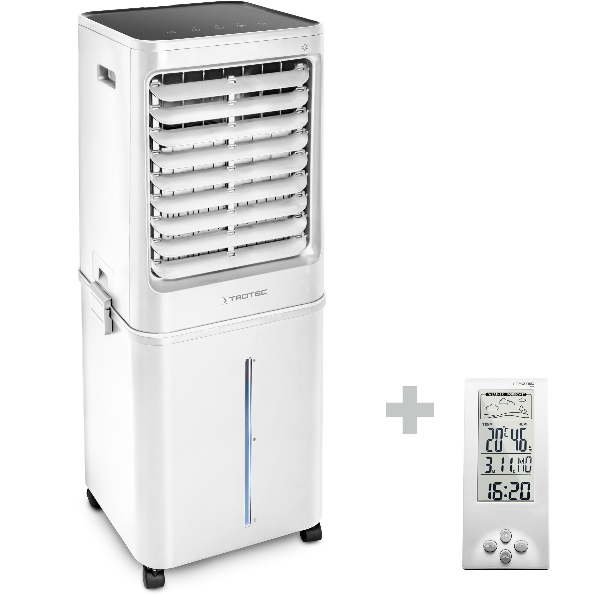 Trotec Aircooler, Luftkühler, Luftbefeuchter PAE 81 + Design-Wetterstation BZ06 KIT0003856