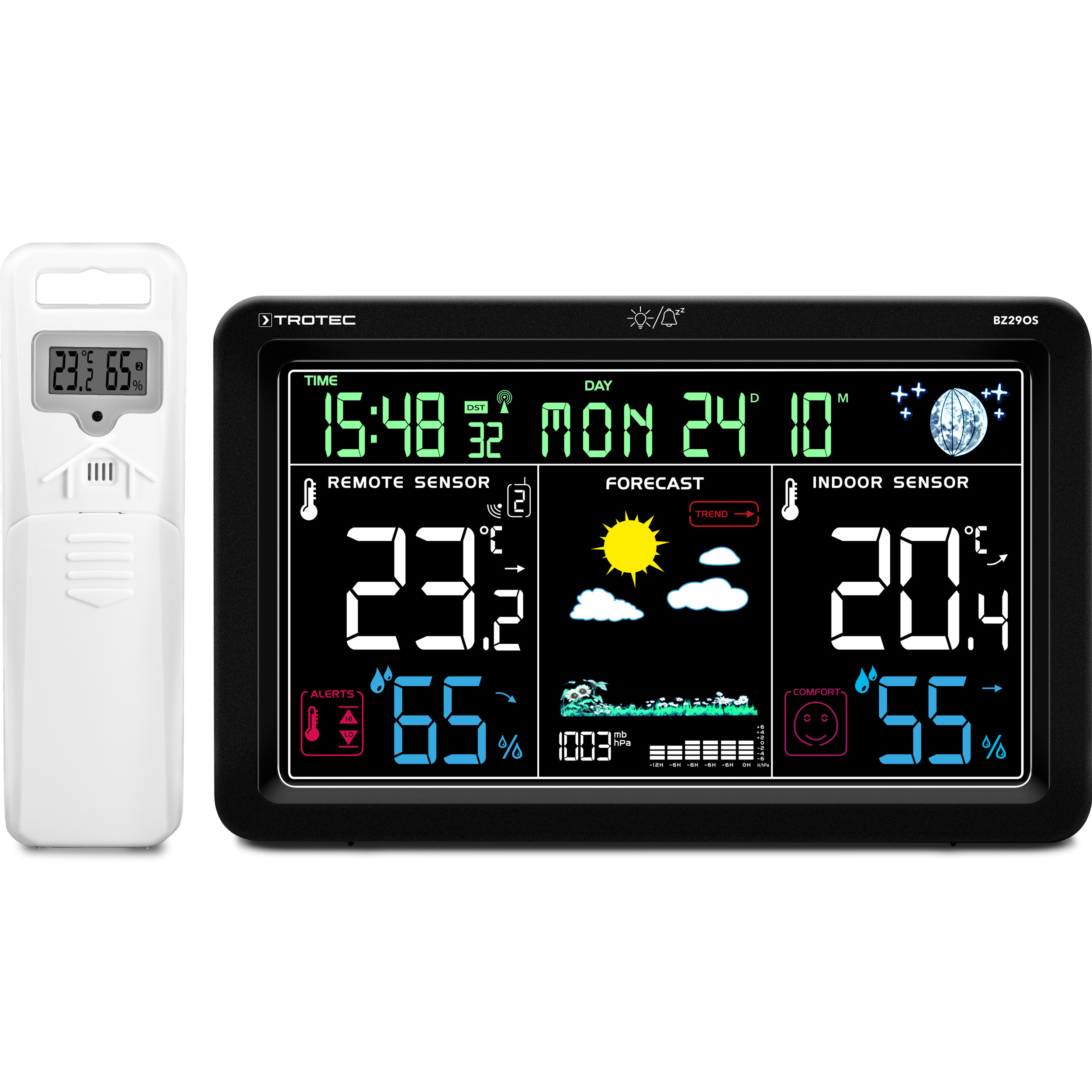 Digital radio weather station and climate monitor with outdoor sensor BZ29OS