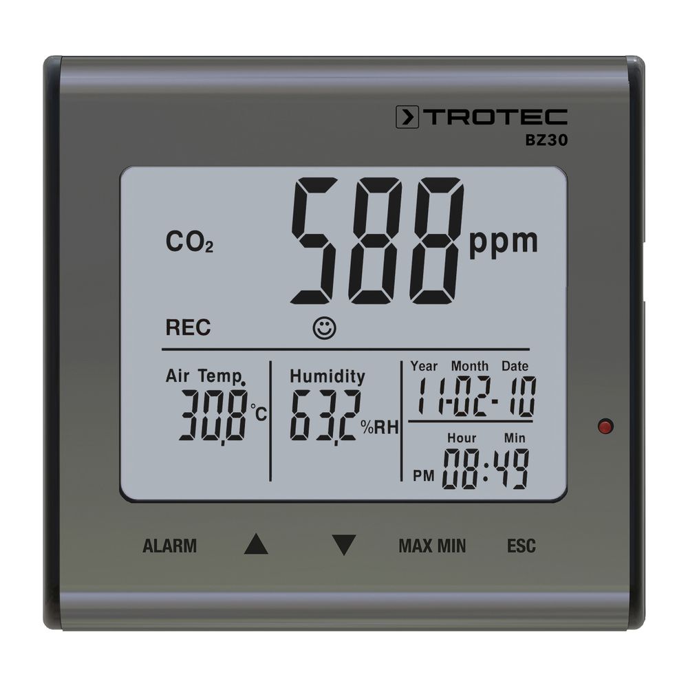 CO2-Καταγραφέας δεδομένων ποιότητας αέρα BZ30 εμφάνιση στο ηλεκτρονικό κατάστημα της Trotec