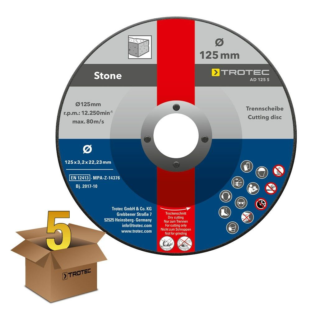 AD 125 S Stone cutting disc in a pack of 5 show in Trotec online shop