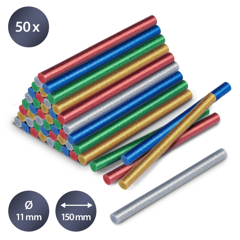 Hot Glue Stick Set Glitter, 50 pieces (Ø 11 mm) show in Trotec online shop