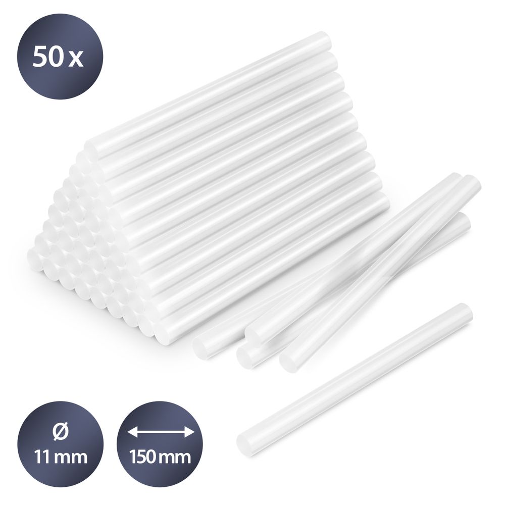 Juego de barras de pegamento termofusible transparente, 50 unidades (Ø 11 mm) Mostrar en la tienda online de Trotec