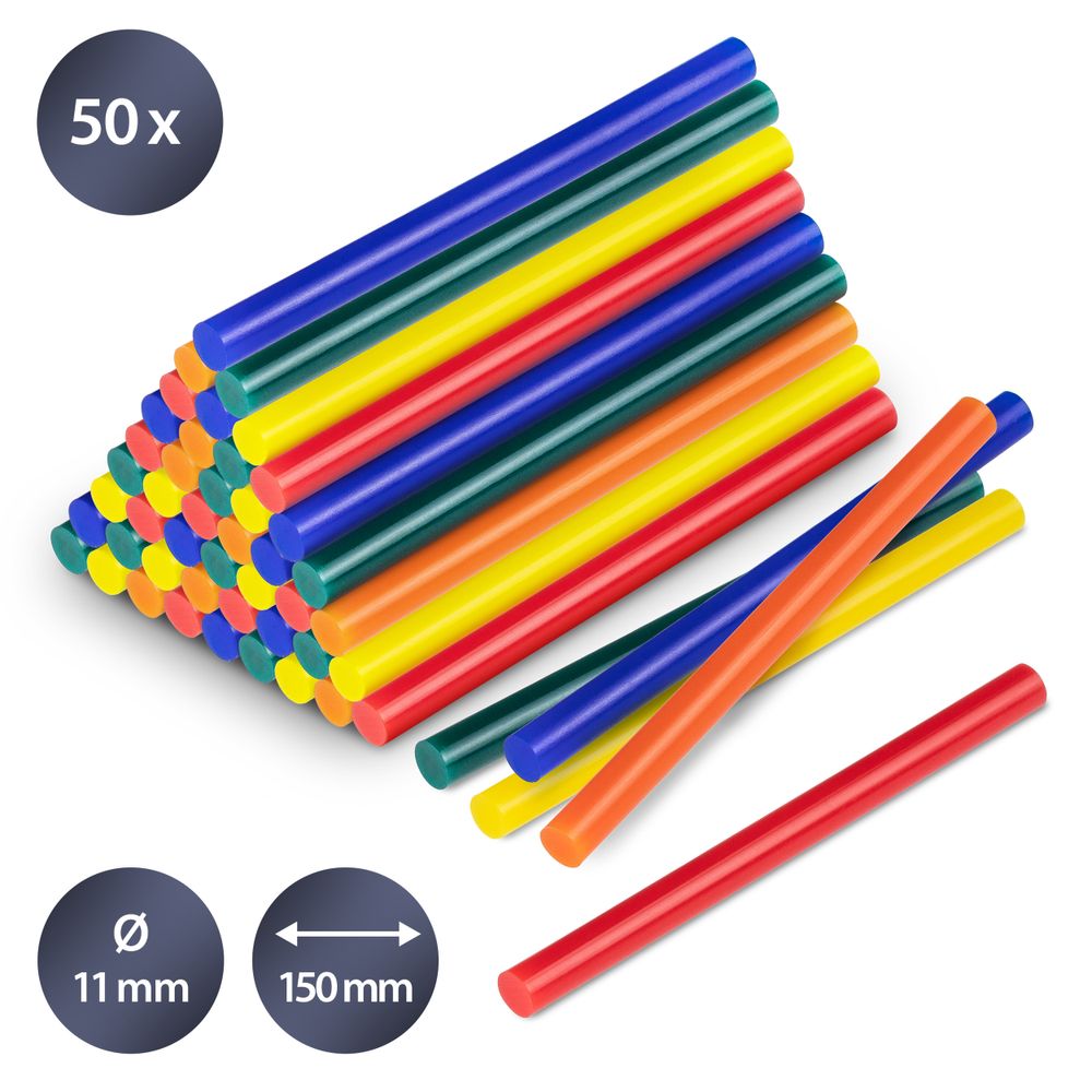 Juego de barras de pegamento termofusible en color, 50 unidades (Ø 11 mm) Mostrar en la tienda online de Trotec
