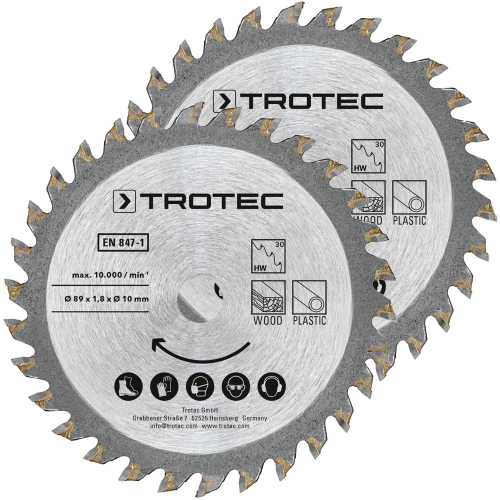 Set de 2 lames pour scie plongeante TCT Ø 89 mm Montrer dans la boutique en ligne Trotec