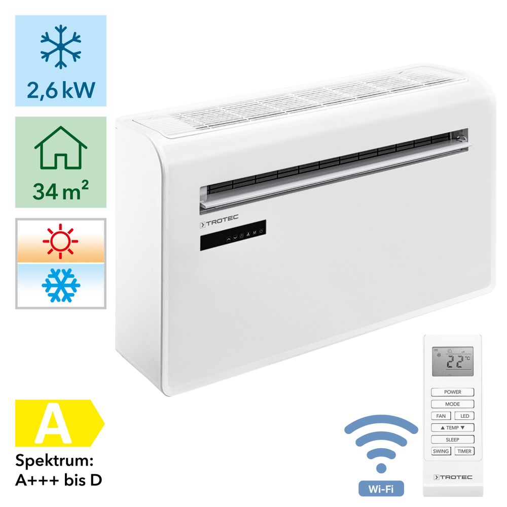 Climatizzatore a parete PAC-W 2650 SH con funzione di riscaldamento mostra nel webshop Trotec