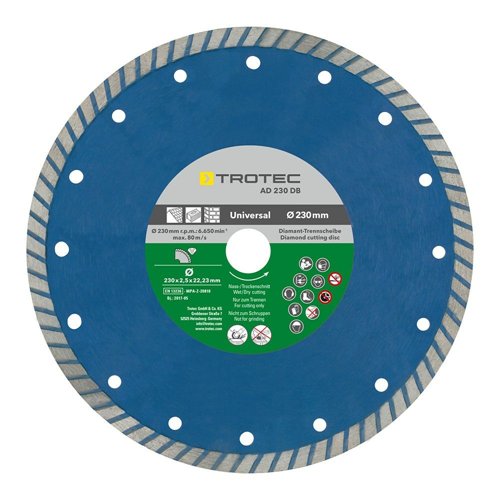 Disco diamantato AD 230 DB con corona turbo mostra nel webshop Trotec