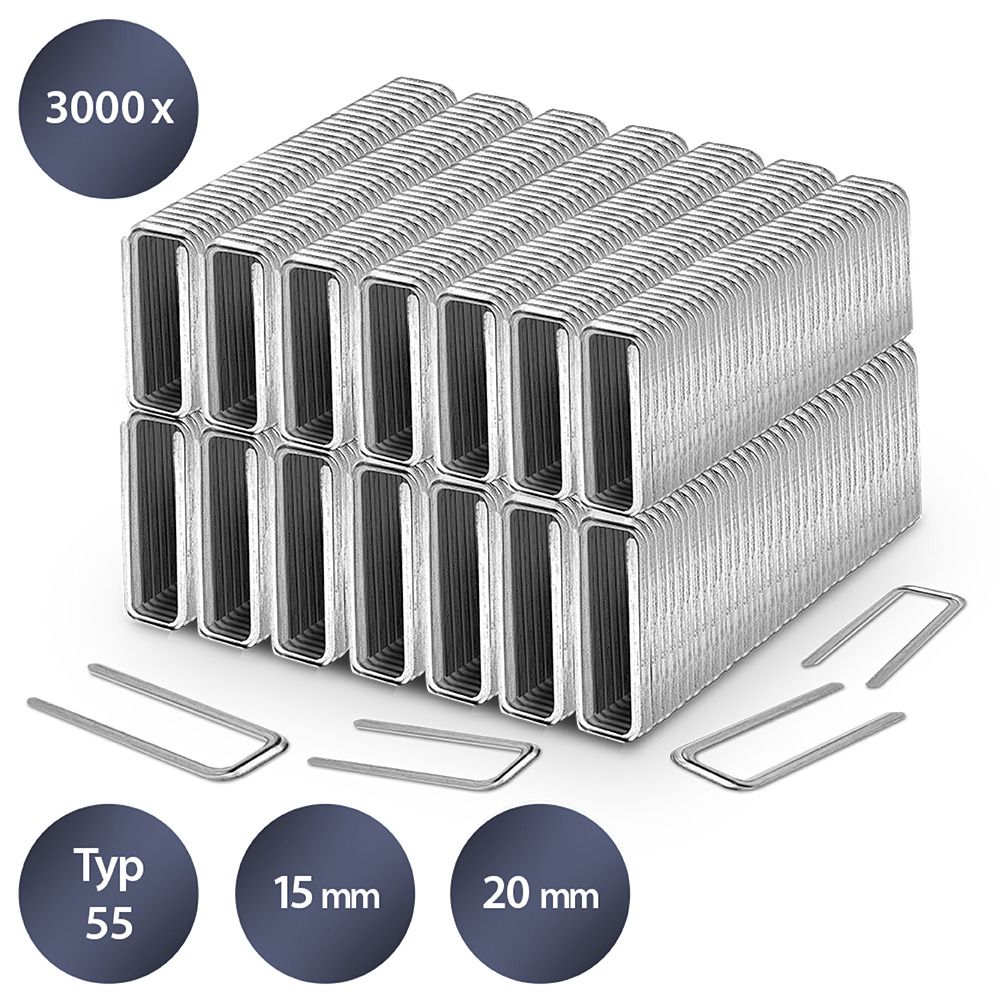 Set di graffette tipo 55, lunghezza 15-20 mm (3000 pz.) mostra nel webshop Trotec