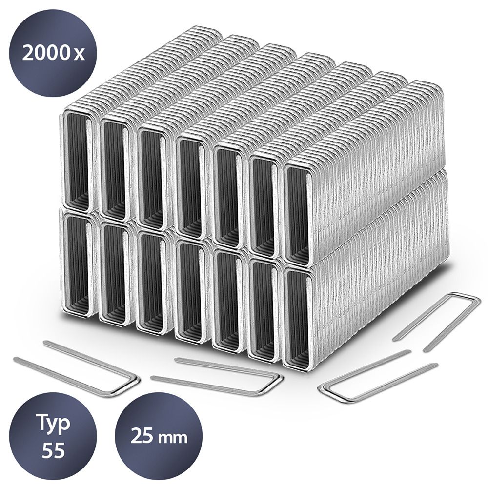 Set di graffette tipo 55, lunghezza 25 mm (2000 pz.) mostra nel webshop Trotec