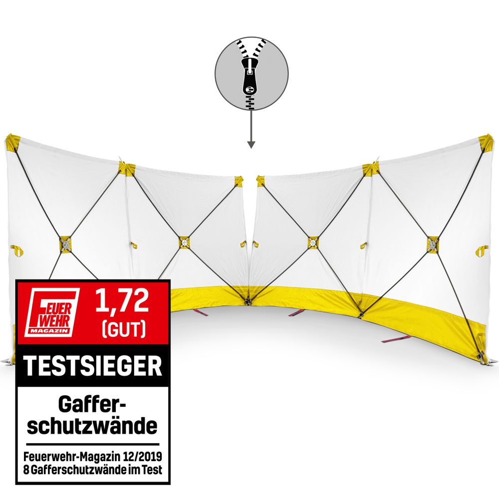 Parete fendivista VarioScreen 4*180*180 divisibile al centro, giallo mostra nel webshop Trotec