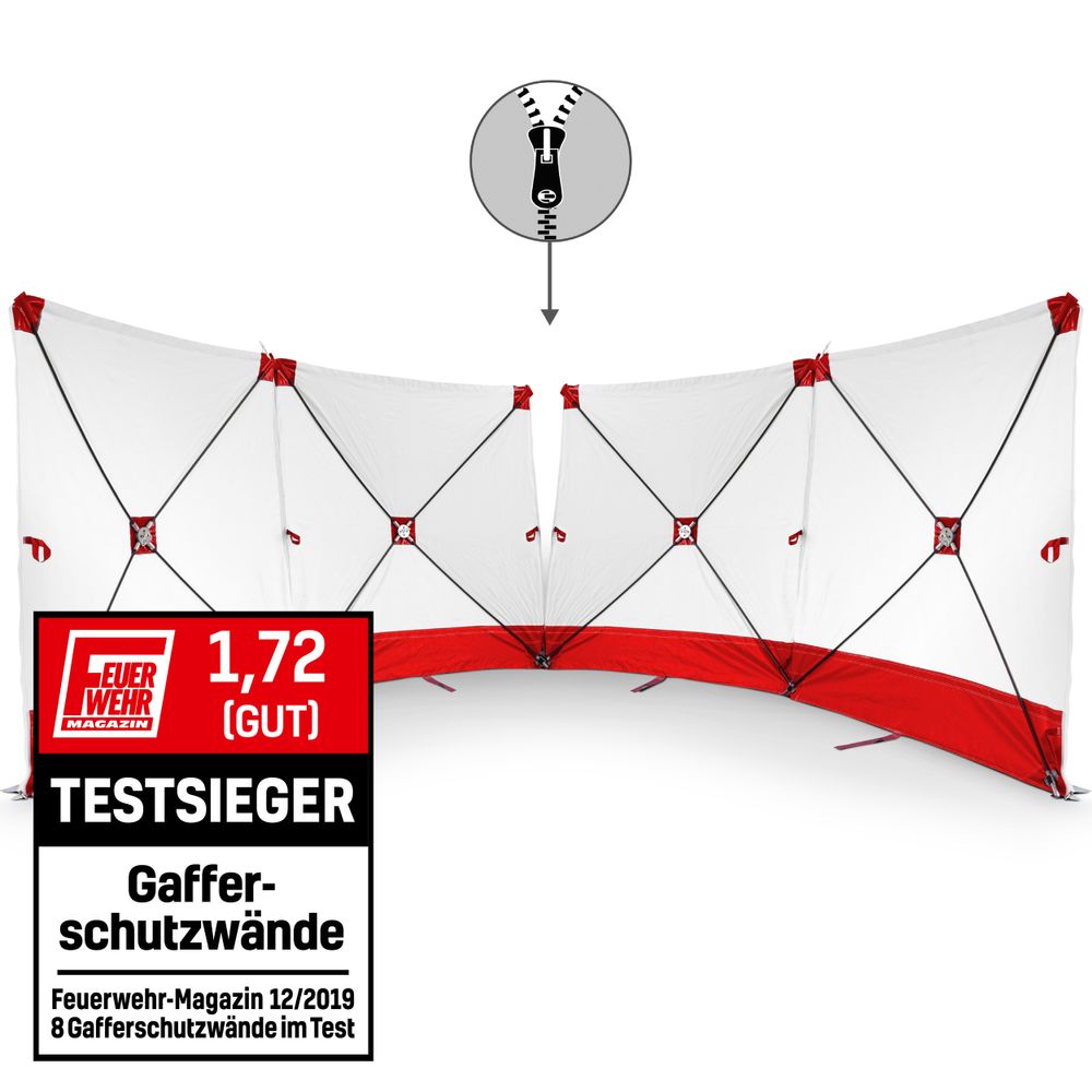 Parete fendivista VarioScreen 4*180*180 divisibile al centro, rosso mostra nel webshop Trotec