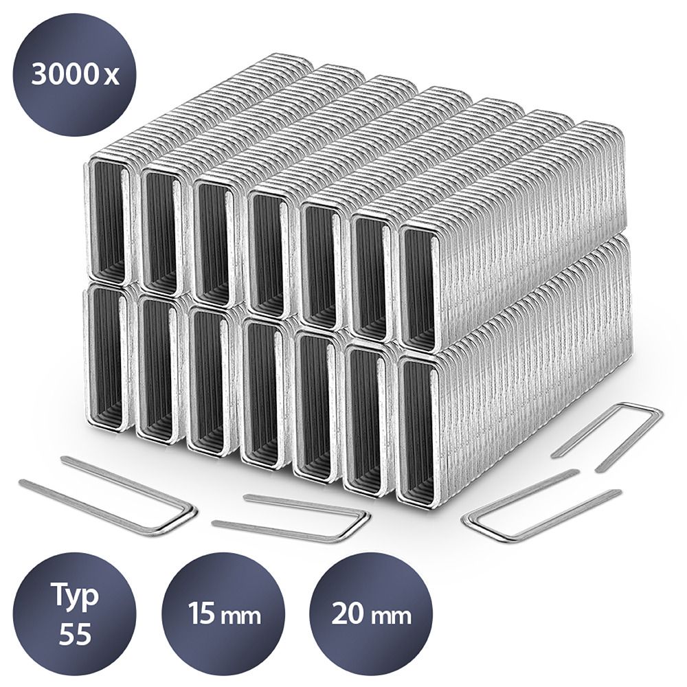 Zestaw zszywek do zszywacza rodzaj 55, długość 15-20 mm (3000 sztuk) Pokaż w sklepie internetowym Trotec 