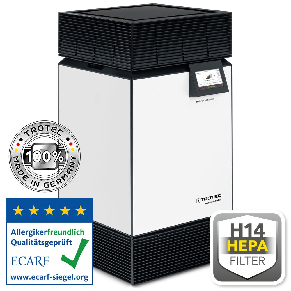 Purificador de Ar de Alto Desempenho H14 AirgoClean® ONE exibir na Trotec Webshop