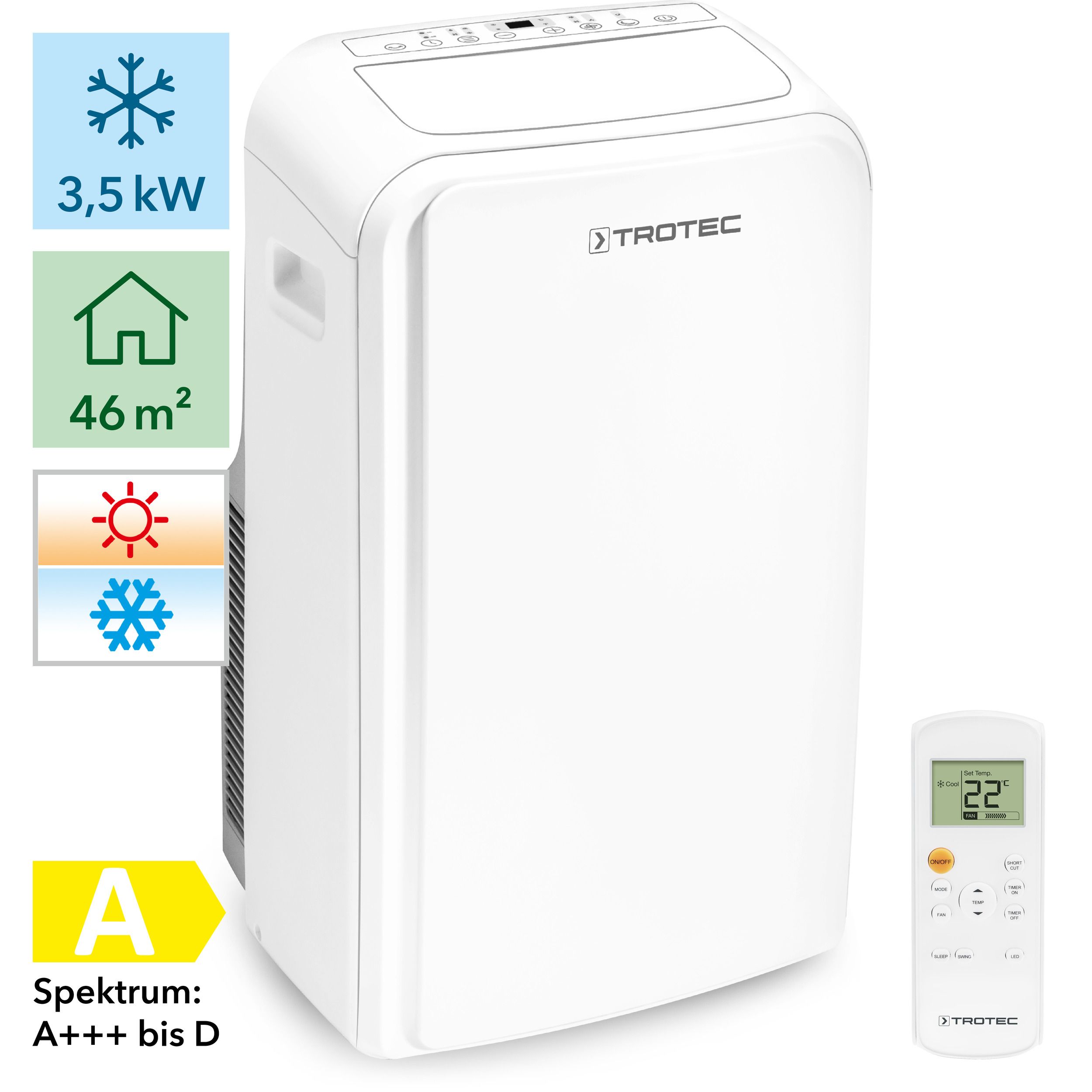 Trotec Climatiseur local PAC 3500 SH avec fonction chauffage