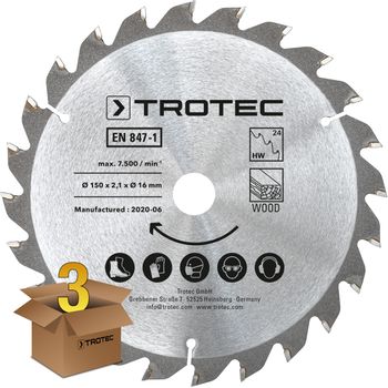 Holzkreissägeblätter-Set Ø 150 mm (24 Zähne), 3-teilig