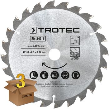 Holzkreissägeblätter-Set Ø 150 mm (24 Zähne), 3-teilig