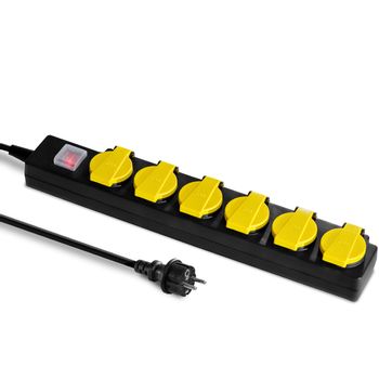 PVP6 power strip with self-closing protective cover