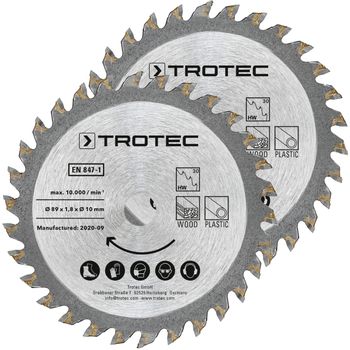 Set di lame per sega circolare 3 TCT Ø 89 mm, 2 pezzi