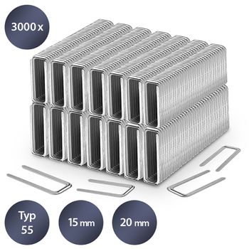 Set di graffette tipo 55, lunghezza 15-20 mm (3000 pz.)