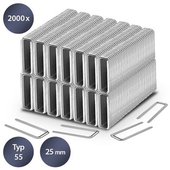 Set di graffette tipo 55, lunghezza 25 mm (2000 pz.)