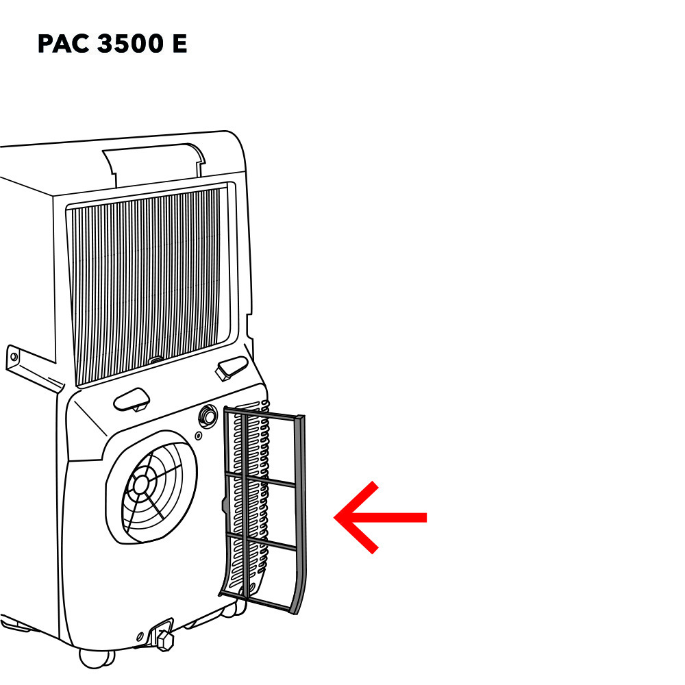 PAC 3500 E Luftfilter bakside nederst
