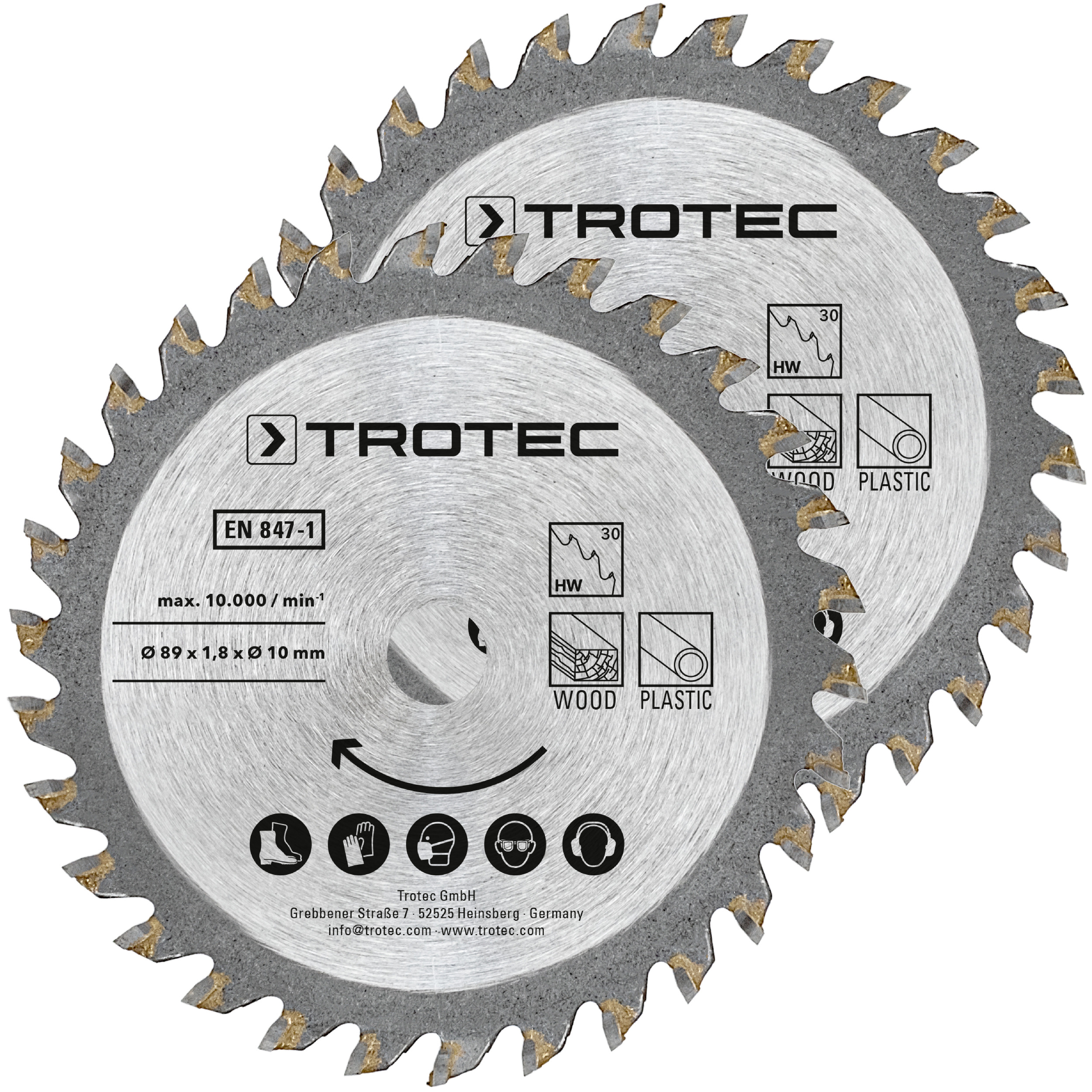 Set van 3 duikzaagbladen TCT Ø 89 mm, 2-delig