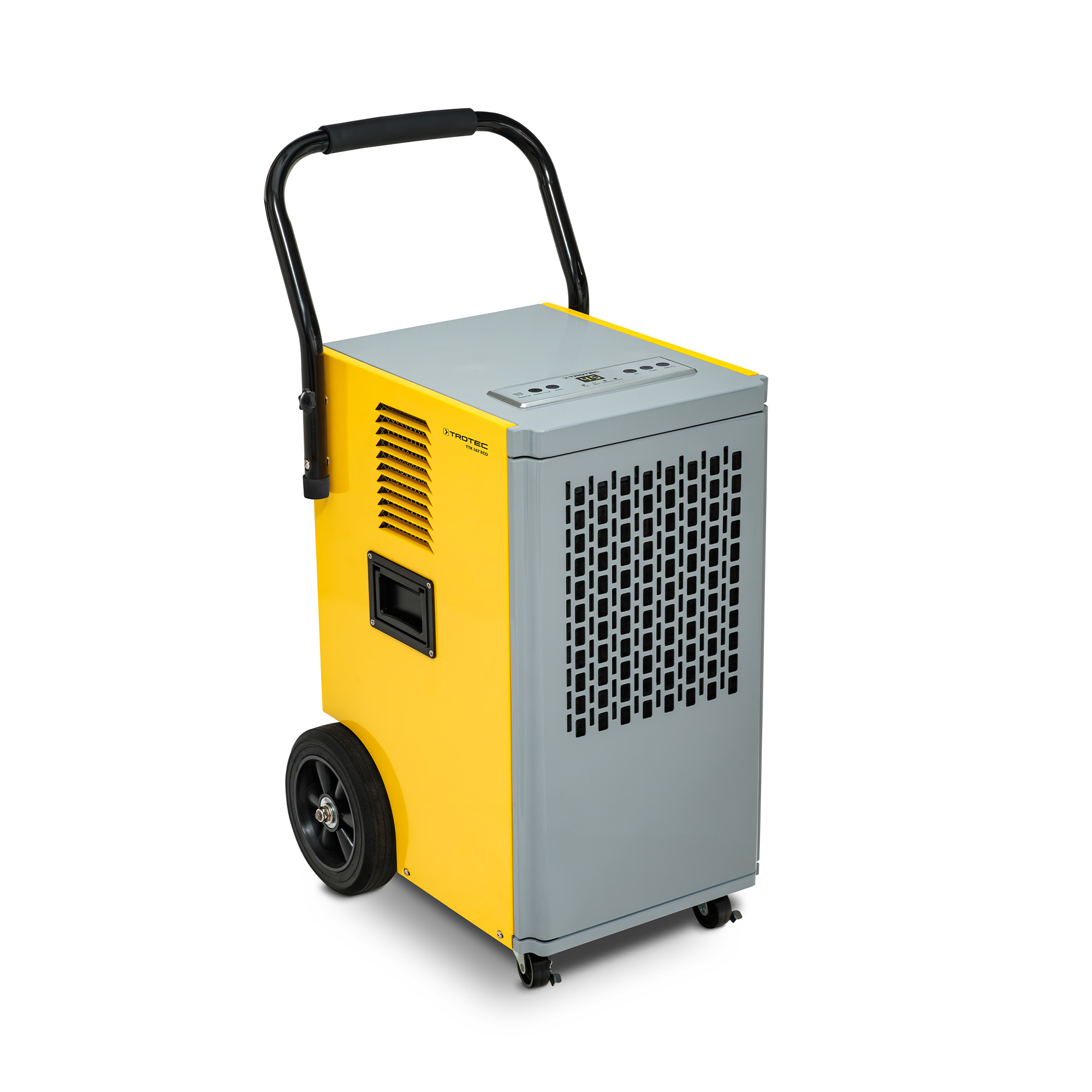 TROTEC TTK 167 ECO commerciële luchtontvochtiger 51 l/24 h 450 m³/h, voor ruimtes tot 85 m², 5,5 l tank, hygrostaat, timer, wielen, R290